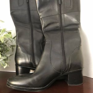 NATURALIZER Leather Boots Black wide calf 9.5 NWOT